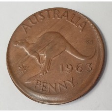 AUSTRALIA 1963 . ONE 1 PENNY . ERROR . LARGE LIP . OFF CENTRE 